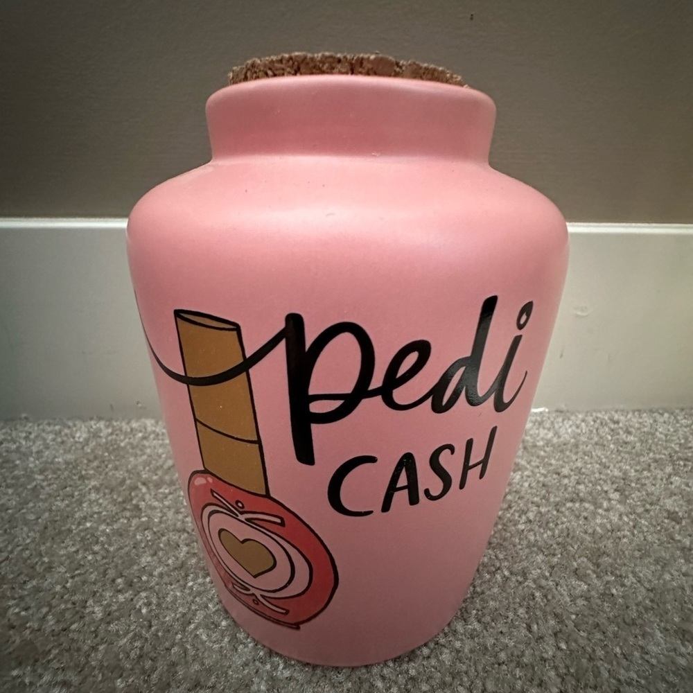 New Hallmark “pedi cash” jar with cork lid piggy bank